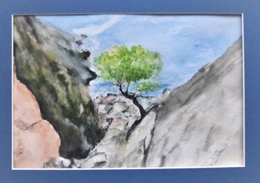 Painting titled "Les CALANQUES - Aqu…" by Eliane Morvan (CREADELI  "les petits bonheurs d'Eli"), Original Artwork, Watercolor