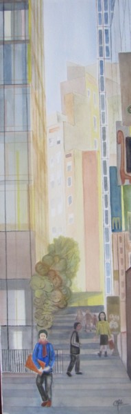 Картина под названием "Grand angle" - Eliane Robin, Подлинное произведение искусства, Акварель Установлен на Деревянная рама…