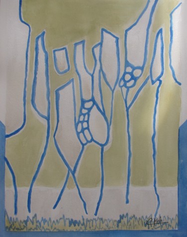 Peinture intitulée "Quatre saisons : l'…" par Eliane Robin, Œuvre d'art originale, Aquarelle Monté sur Verre