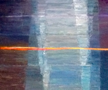 「Quand la mer monte.」というタイトルの絵画 Eliane Ypersielによって, オリジナルのアートワーク, オイル ウッドストレッチャーフレームにマウント
