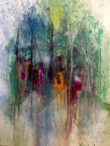 Peinture intitulée "Enracinement" par Eliane Ypersiel, Œuvre d'art originale, Huile Monté sur Châssis en bois