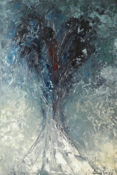 Painting titled "L'arbre de vie" by Eliane Ypersiel, Original Artwork, Oil Mounted on Wood Stretcher frame