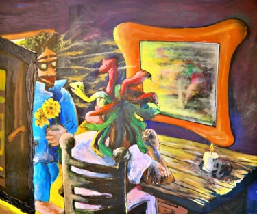 Painting titled "Blind-Date" by Elias Koslow (Causelove), Original Artwork, Acrylic Mounted on Wood Stretcher frame