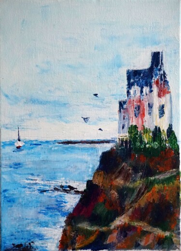 Painting titled "la-maison-du-rocher" by Eliette Gaurin, Original Artwork, Acrylic