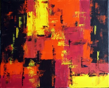 Peinture intitulée "rouge-et-or" par Eliette Gaurin, Œuvre d'art originale, Acrylique