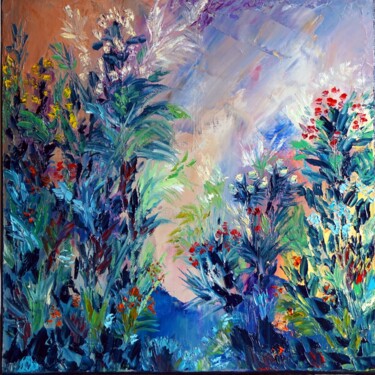 Peinture intitulée "Ondulations fleuries" par Eliette Gaurin, Œuvre d'art originale, Huile Monté sur Châssis en bois