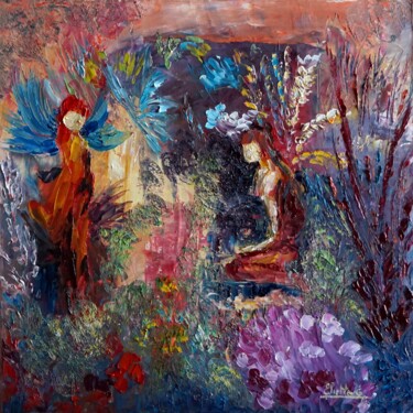 Painting titled "la-grotte-aux-fees-I" by Eliette Gaurin, Original Artwork, Oil