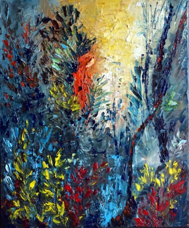 Painting titled "la-grotte-aux-fees-…" by Eliette Gaurin, Original Artwork, Oil