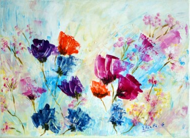 Schilderij getiteld "Bouquet délicat" door Eliette Gaurin, Origineel Kunstwerk, Acryl