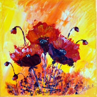 Painting titled "Joyeux coquelicots" by Eliette Gaurin, Original Artwork, Acrylic