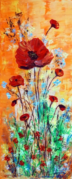Malerei mit dem Titel "Rouge passion" von Eliette Gaurin, Original-Kunstwerk, Acryl