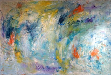 Painting titled "Vibrations de l'âme" by Eliette Gaurin, Original Artwork, Oil Mounted on Wood Stretcher frame