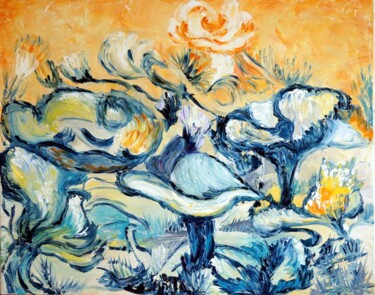 Peinture intitulée "Sérénité symbolique" par Eliette Gaurin, Œuvre d'art originale, Huile