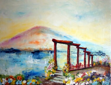 Peinture intitulée "Le Torii de Cécile…" par Eliette Gaurin, Œuvre d'art originale, Huile