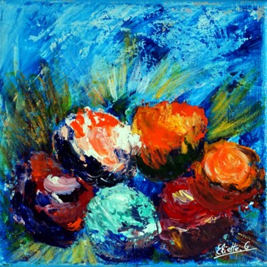 Painting titled "Un bouquet coloré" by Eliette Gaurin, Original Artwork, Acrylic Mounted on Wood Stretcher frame