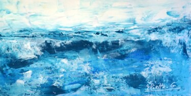 Painting titled "Estivale bleue 2" by Eliette Gaurin, Original Artwork, Acrylic