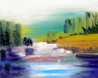 Painting titled "Gorges du Tarn" by Eliette Gaurin, Original Artwork, Oil