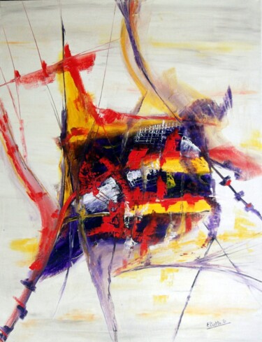 Painting titled "Bateau Pirate" by Eliette Gaurin, Original Artwork, Oil