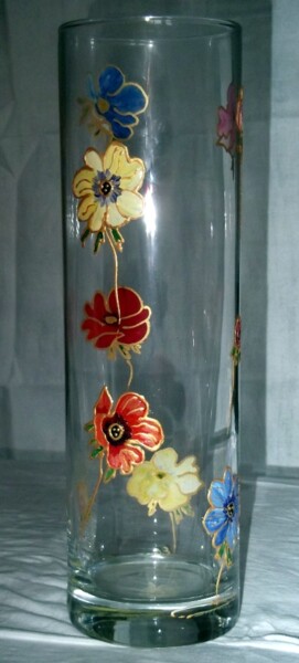 Artesanía titulada "Vase aux anémones" por Eliette Gaurin, Obra de arte original