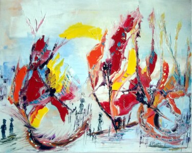 Peinture intitulée "foret-multicolore-h…" par Eliette Gaurin, Œuvre d'art originale, Huile