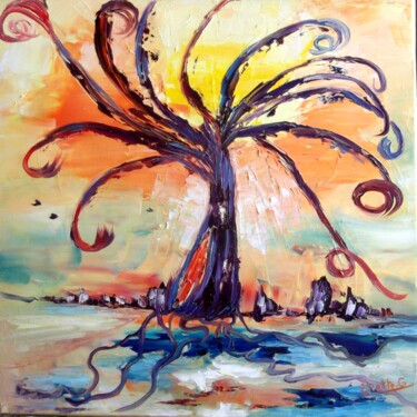 Painting titled "le-vent-dans-mes-br…" by Eliette Gaurin, Original Artwork, Oil