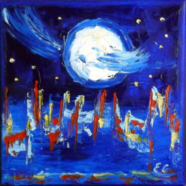 Pittura intitolato "sourire-lunaire-hst…" da Eliette Gaurin, Opera d'arte originale, Olio