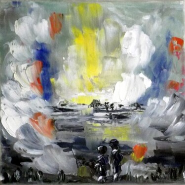 Pintura titulada "couleurs-sur-l-etan…" por Eliette Gaurin, Obra de arte original, Oleo