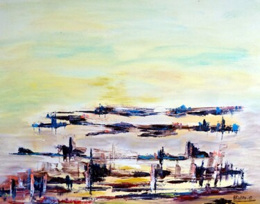 Painting titled "view-of-the-city-ac…" by Eliette Gaurin, Original Artwork, Acrylic