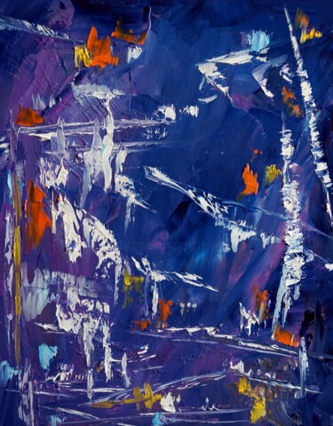 Malerei mit dem Titel "melodie-de-bleu" von Eliette Gaurin, Original-Kunstwerk, Öl