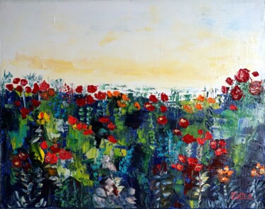 Painting titled "parfum-de-fleurs-hs…" by Eliette Gaurin, Original Artwork, Oil