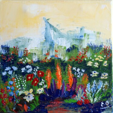 Peinture intitulée "jardin-fleuri-II-ac…" par Eliette Gaurin, Œuvre d'art originale