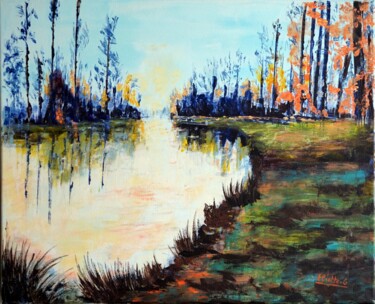 Painting titled "le-canal-I-acryliqu…" by Eliette Gaurin, Original Artwork, Acrylic