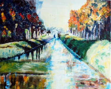 Painting titled "le-canal-II-acryliq…" by Eliette Gaurin, Original Artwork, Acrylic