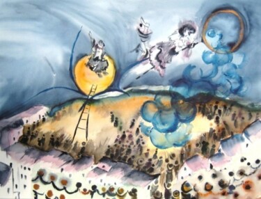 Peinture intitulée "Rêve de cirque" par Eliette Graf, Œuvre d'art originale, Huile