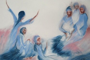 Malerei mit dem Titel "Voix de femmes" von Eliette Graf, Original-Kunstwerk, Öl