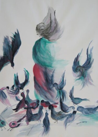 Peinture intitulée "Oiseaux de la gitan…" par Eliette Graf, Œuvre d'art originale