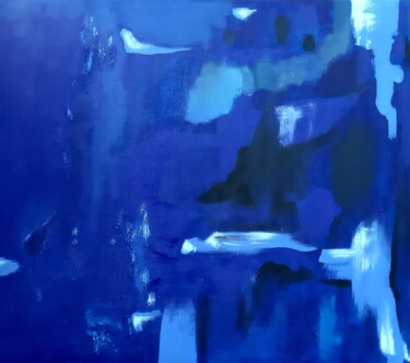 Painting titled "Blue texture" by Elif Yaman, Original Artwork, Acrylic Mounted on Wood Stretcher frame