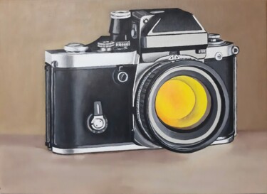 Painting titled "Photo" by Elif Yaman, Original Artwork, Acrylic Mounted on Wood Stretcher frame