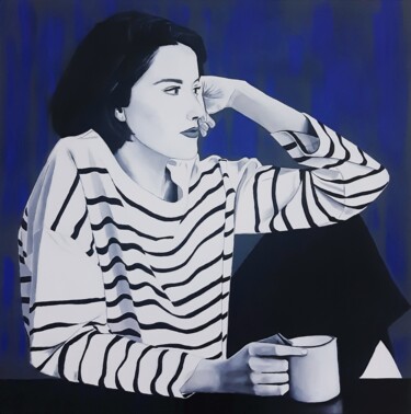 Картина под названием "Grey and Blue" - Elif Yaman, Подлинное произведение искусства, Акрил Установлен на Деревянная рама дл…