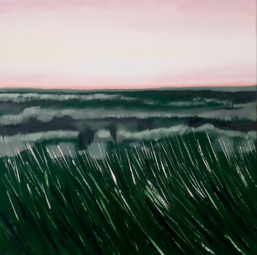 Painting titled "Pink sky 'silence'" by Elif Yaman, Original Artwork, Acrylic Mounted on Wood Stretcher frame