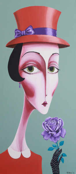 Pintura intitulada "Rosalyn Art Deco Po…" por Elifcanart, Obras de arte originais, Acrílico