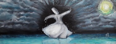 Malerei mit dem Titel "Dancing Derwish" von Elif Art, Original-Kunstwerk, Öl