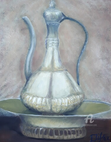 Malerei mit dem Titel "The golden jug from…" von Elif Art, Original-Kunstwerk, Öl