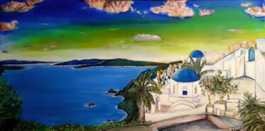 Malerei mit dem Titel "Santorini" von Elif Art, Original-Kunstwerk