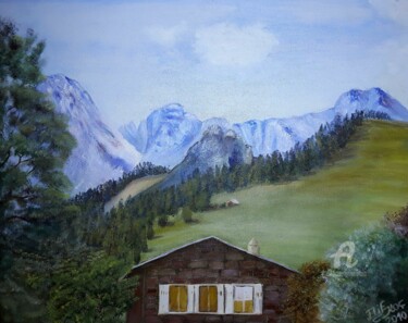 「Heidis house」というタイトルの絵画 Elif Artによって, オリジナルのアートワーク, オイル