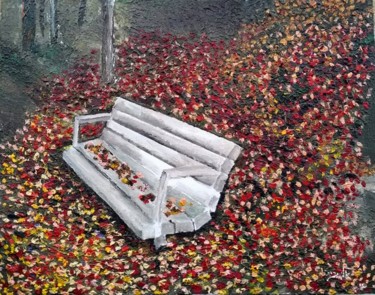 Painting titled "Autum solitude and…" by Eli Gross, Original Artwork, Acrylic