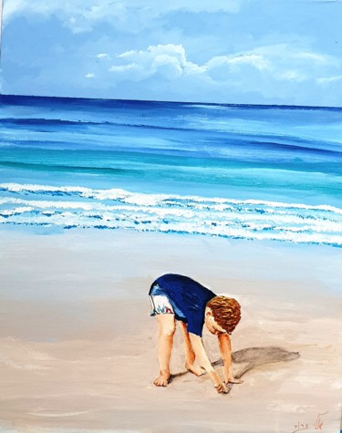 Painting titled "The Beachcomber on…" by Eli Gross, Original Artwork, Acrylic