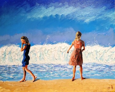 Pittura intitolato "The sea surges up w…" da Eli Gross, Opera d'arte originale, Acrilico