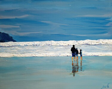 Painting titled "Sand tickles the sk…" by Eli Gross, Original Artwork, Acrylic