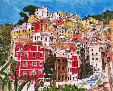 Painting titled "Manarola" by Eli Gross, Original Artwork, Acrylic